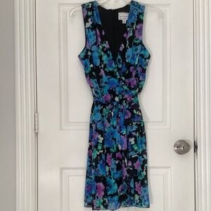 Karin Stevens Petites Sleeveless Floral Dress w/ Ruffle 12P PRE-OWNED